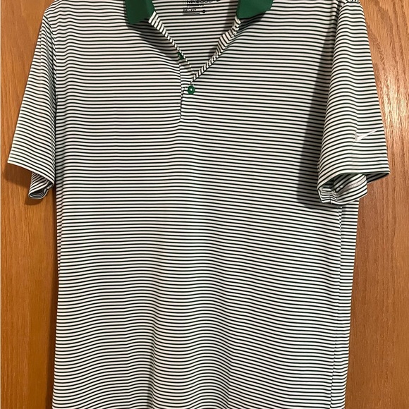 Nike Other - Nike Golf Dri-Fit Men's Striped Polo Shirt - Green and White Medium